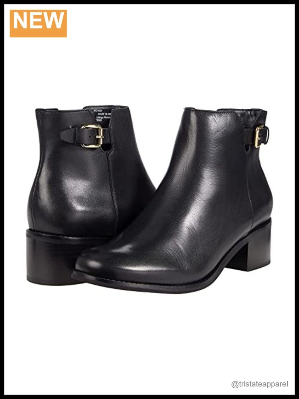Women's Leather Ankle Bootie Pull-On Block Heel
